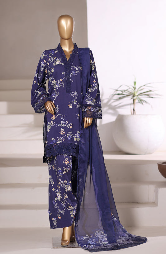 Malika by Sadabahar Embroidered Viscose Stitched 3 Piece Suit - D-04 - SBD25VFR - Blue - Winter Collection
