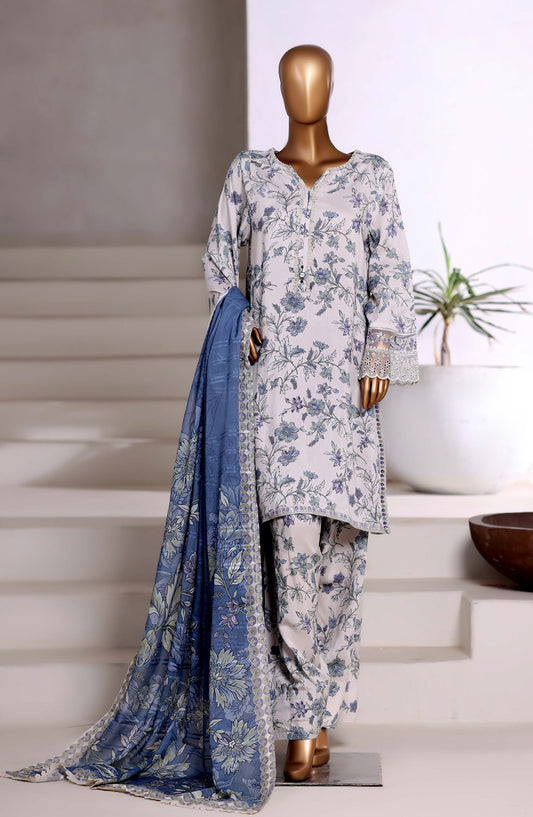 Malika by Sadabahar Embroidered Viscose Stitched 3 Piece Suit - D-05 - SBD25VSHI - Blue - Winter Collection
