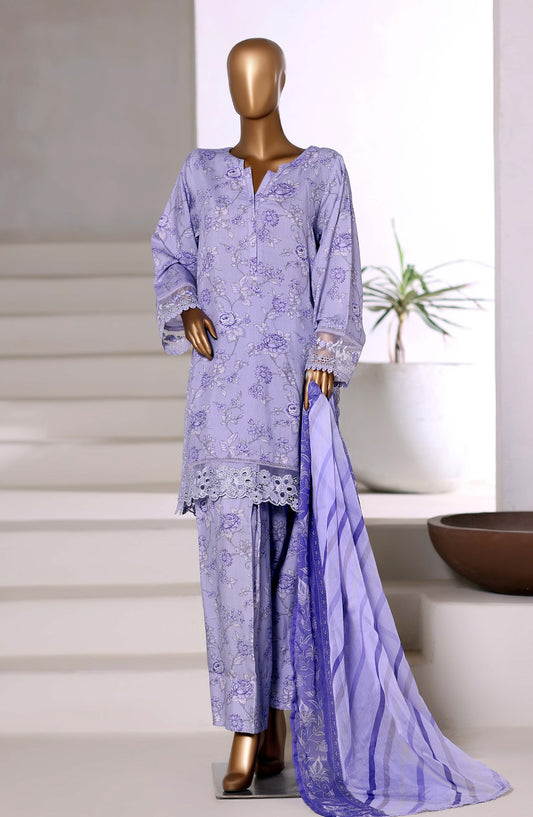 Malika by Sadabahar Embroidered Viscose Stitched 3 Piece Suit - D-03 - SBD25VSHI - Blue - Winter Collection