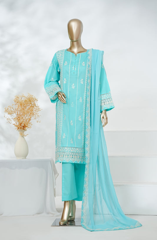 Manahyl by Amna Khadija Embroidered Cambric Cotton Stitched 3 Piece Suit - AKMS-05 - AM26AMHL - Blue - Eid Collection
