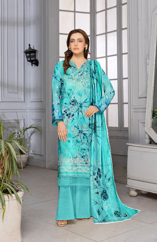 Mannat by Al Karim Embroidered Lawn Unstitched 3 Piece Suit - D-02 - AK26MNT - Blue - Summer Collection