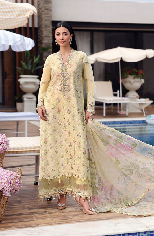 Maria B. M.Prints Embroidered Lawn Unstitched 3 Piece Suit - 1A - MB26SNC - Lemon - Summer Collection