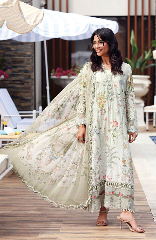 Maria B. M.Prints Embroidered Lawn Unstitched 3 Piece Suit - 4B - MB26SNC - Green - Summer Collection