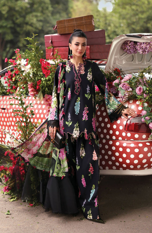 Maria B. M.Prints Embroidered Lawn Unstitched 3 Piece Suit - 5B - MB26SNC - Black - Summer Collection