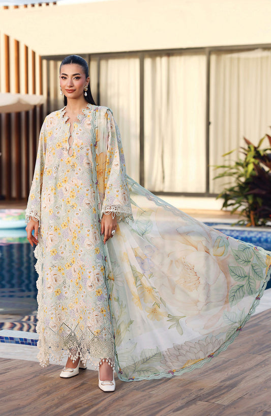 Maria B. M.Prints Embroidered Lawn Unstitched 3 Piece Suit - 7A - MB26SNC - Sea Green - Summer Collection