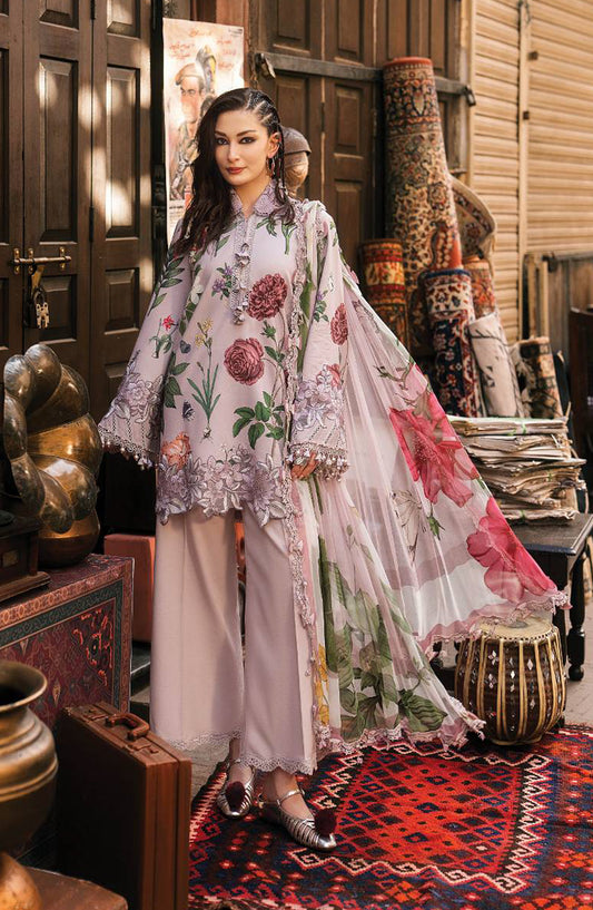 Maria B Embroidered Cambric Unstitched 3 Piece Suit - D-9A - MB26SD - Purple - Winter Collection