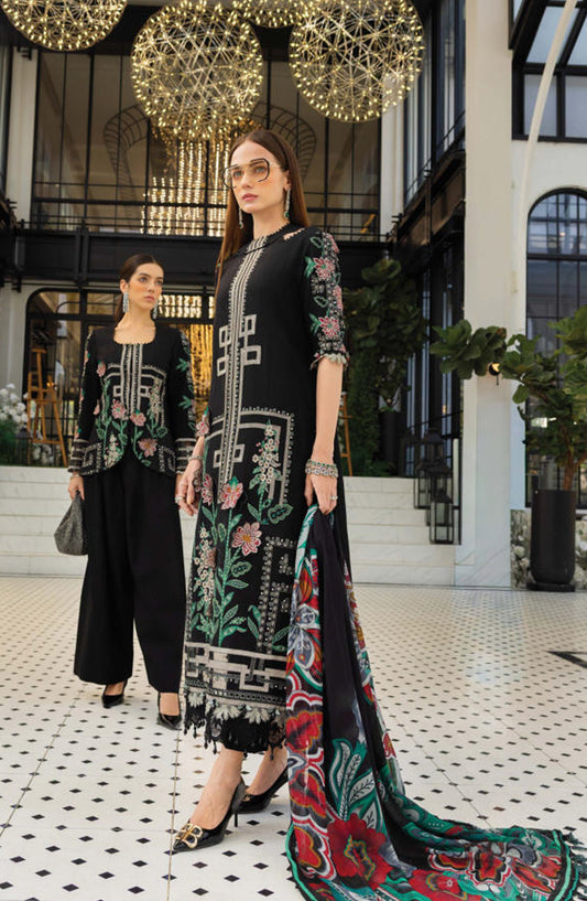 Maria B Luxury Embroidered Lawn Unstitched 3 Piece Suit - D11 - MB26ED - Black - Summer Festive Collection