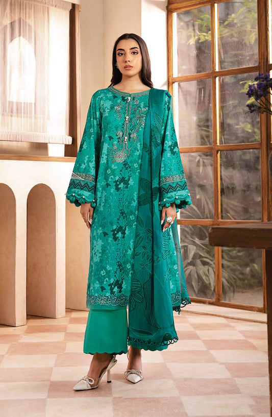 Mbasics Embroidered Lawn Unstitched 3 Piece Suit - MB25MSL - 10-A - Blue - Summer Collection