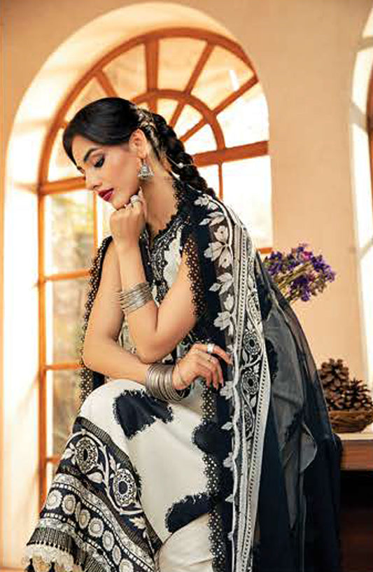 Mbasics Embroidered Lawn Unstitched 3 Piece Suit - MB25MSL - 11-B - Black - Summer Collection
