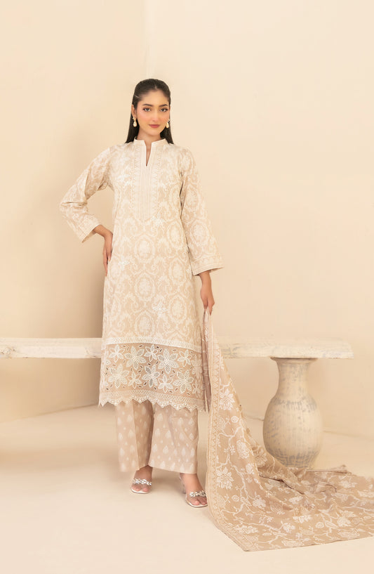 Marin by Tawakkal Fabrics Embroidered Lawn Unstitched 3 Piece Suit - D-4030 - TF26MIN - Coffee - Summer Collection