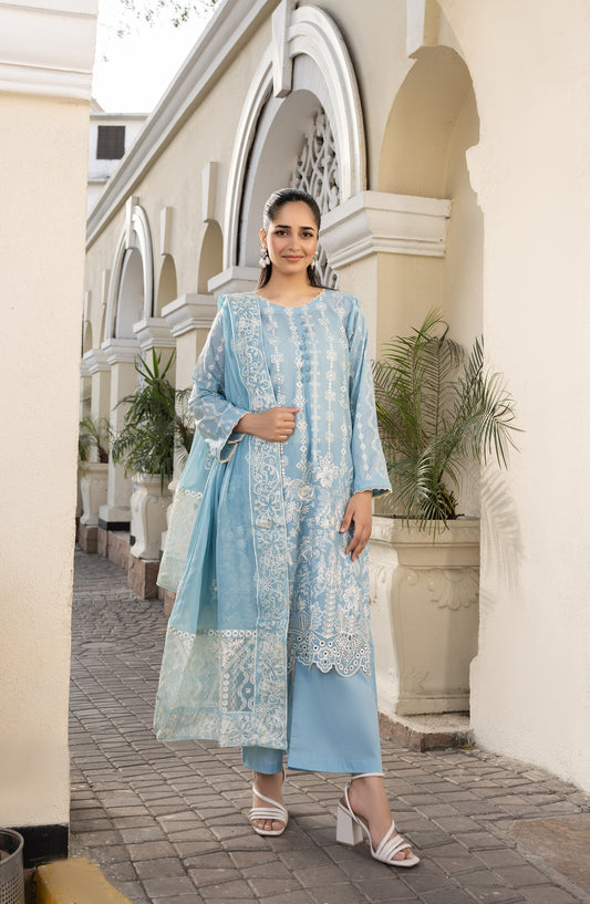 Marjjan Embroidered Lawn Unstitched 3 Piece Suit - MNC-272-02 - MRJ26PST - Ferozi - Summer Collection