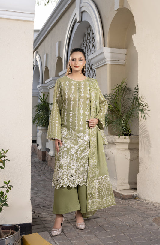 Marjjan Embroidered Lawn Unstitched 3 Piece Suit - MNC-272-02 - MRJ26PST - Pista - Summer Collection