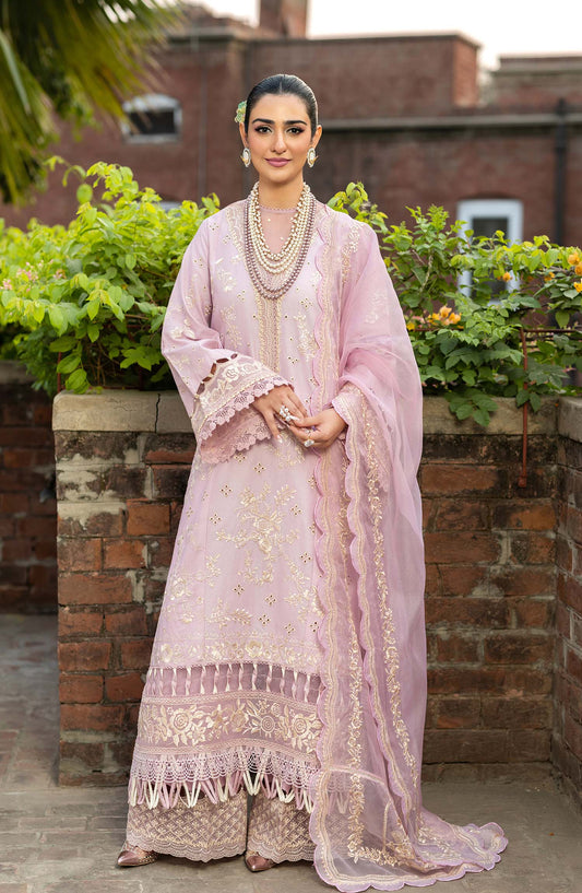 Maryam Hussain Embroidered Luxury Lawn Unstitched 3 Piece Suit - Samar - MRH25LL - Purple - Summer Collection