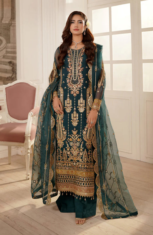 Maryams Luxury Embroidered Organza Unstitched 3 Piece Suit - Nayyab-TBR-0008 - MAR25LF - Green - Festive Collection