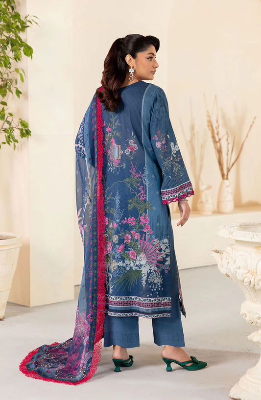 Mashaal by Ramsha Embroidered Lawn Unstitched 3 Piece Suit - L-1305 - RM25MSH13 - Blue - Summer Collection