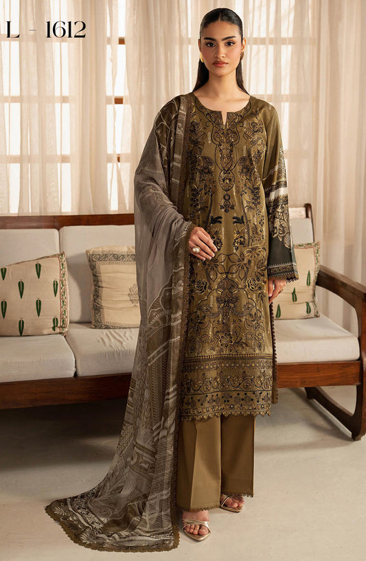 Mashaal by Ramsha Embroidered Lawn Unstitched 3 Piece Suit - L-1612 - RM26LW - Green - Summer Collection