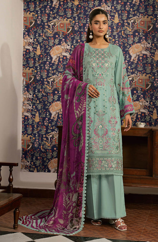Mashaal by Ramsha Embroidered Lawn Unstitched 3 Piece Suit - L-1609 - RM26LW - Green - Summer Collection