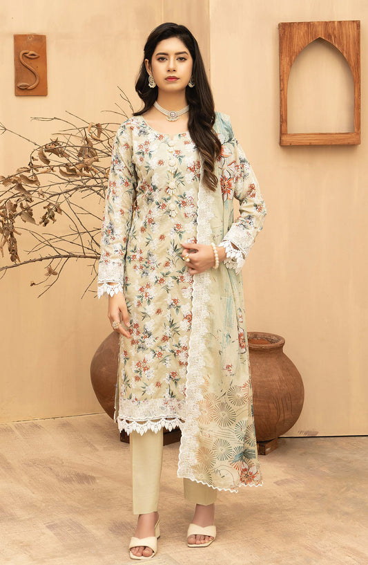 Mashaal by Riaz Arts Embroidered Lawn Unstitched 3 Piece Suit - D-10 - RA26HLS - Fawn - Summer Collection