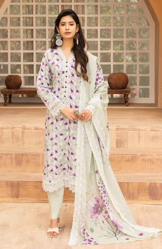 Mashaal by Riaz Arts Embroidered Lawn Unstitched 3 Piece Suit - D-09 - RA26HLS - Purple Green - Summer Collection