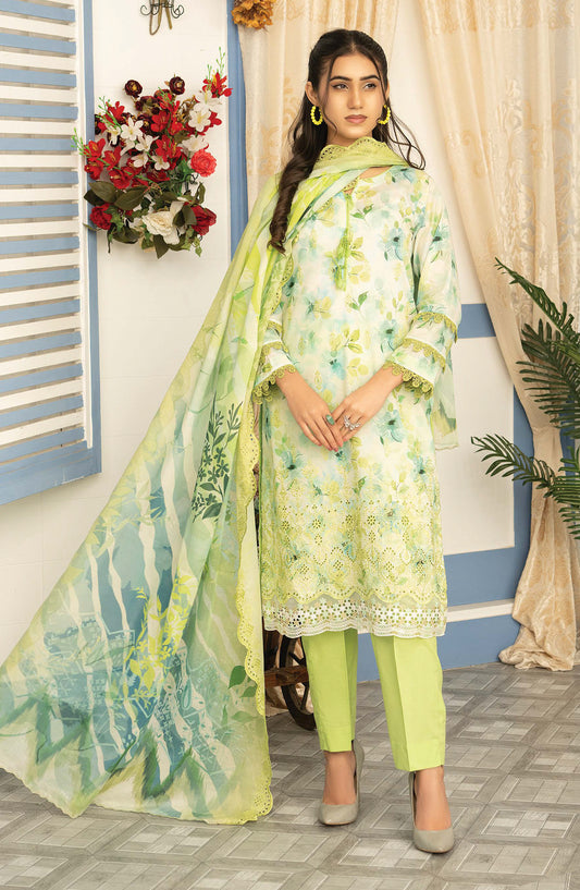 Mashaal by Riaz Arts Embroidered Lawn Unstitched 3 Piece Suit - D-03 - RA26MSL - Green - Summer Collection