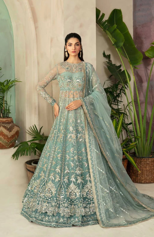 Mastani by Akbar Aslam Luxury Formals Embroidered Organza Unstitched 3 Piece Suit - Frostine - AKA25LFM - Blue - Festive Collection