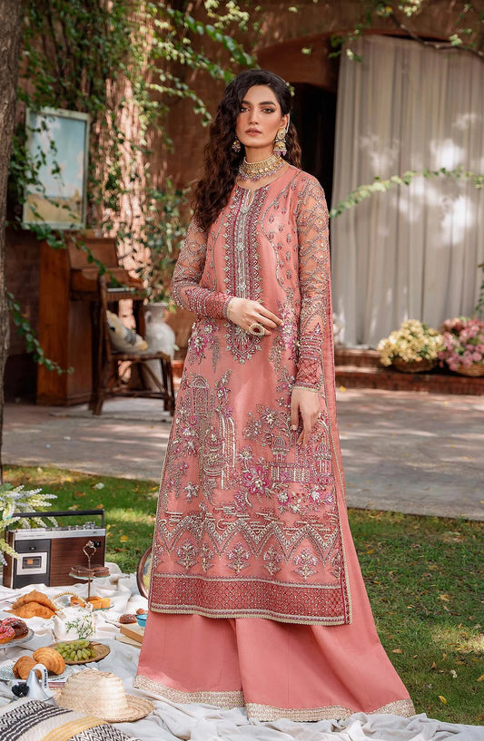 Mastani by Akbar Aslam Luxury Formals Embroidered Organza Unstitched 3 Piece Suit - Mehrbano - AKA25MST - Pink - Festive Collection