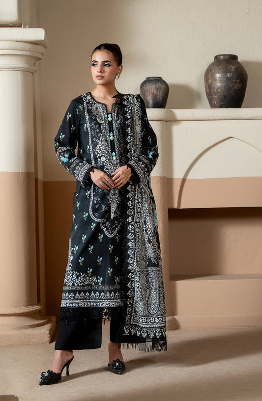 Mausummery Printed Lawn Unstitched 3 Piece Suit - 08 Moonlight Noir - MU26TRE - Black - Summer Collection