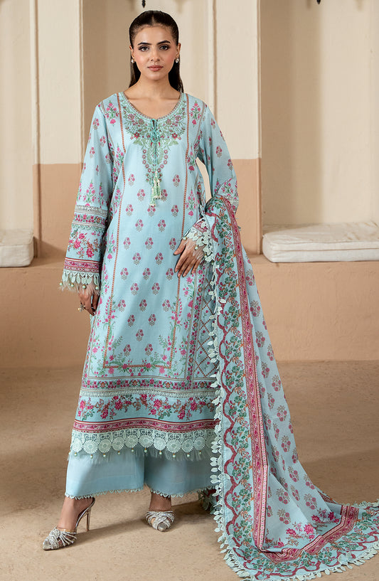 Mausummery Printed Lawn Unstitched 3 Piece Suit - 05 Frosted Sky - MU26TRE - Blue - Summer Collection