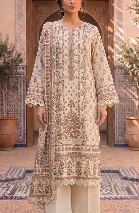 Mausummery Printed Lawn Unstitched 3 Piece Suit - D-09 Orchid - MU26FRN - Fawn - Summer Collection