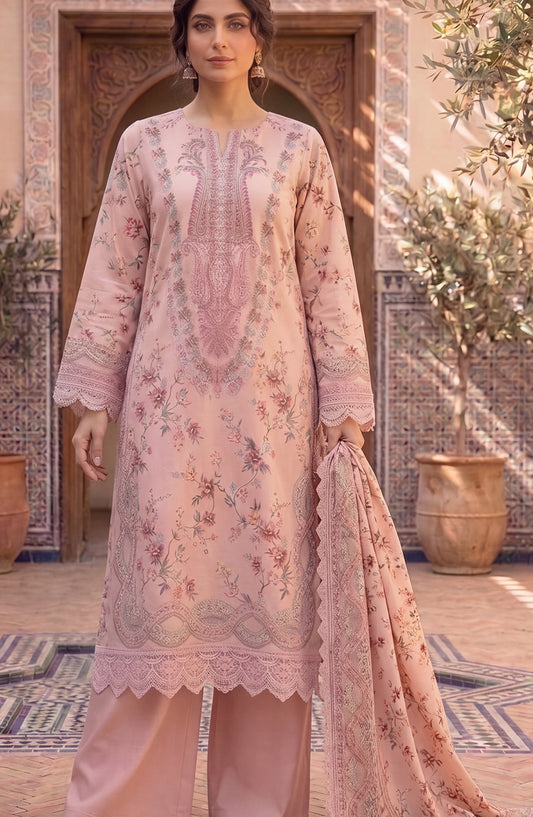 Mausummery Printed Lawn Unstitched 3 Piece Suit - D-05 Daisy - MU26FRN - Pink - Summer Collection