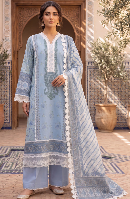 Mausummery Printed Lawn Unstitched 3 Piece Suit - D-04 Salvia - MU26FRN - Blue - Summer Collection