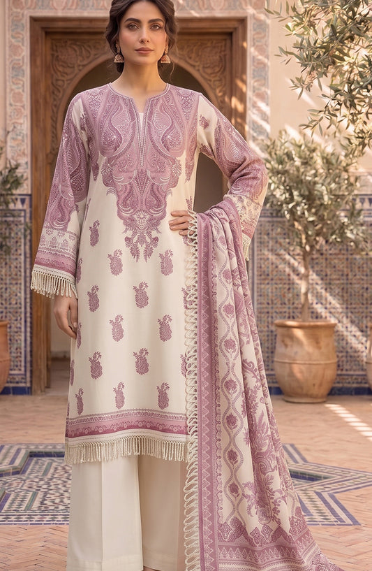 Mausummery Printed Lawn Unstitched 3 Piece Suit - D-02 Aster - MU26FRN - Off White - Summer Collection