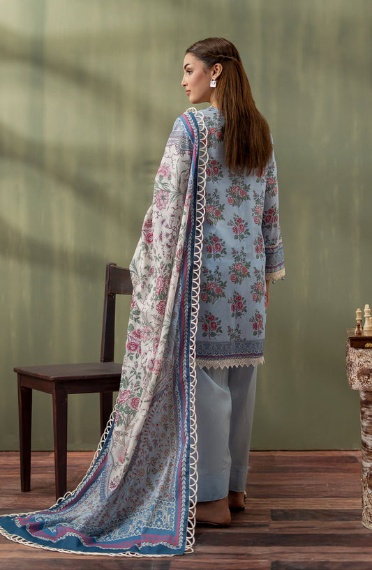 Mausummery Digital Printed Lawn Unstitched 3 Piece Suit - 10 Wisteria - MU25SPN - Sky Blue - Spring Summer Collection
