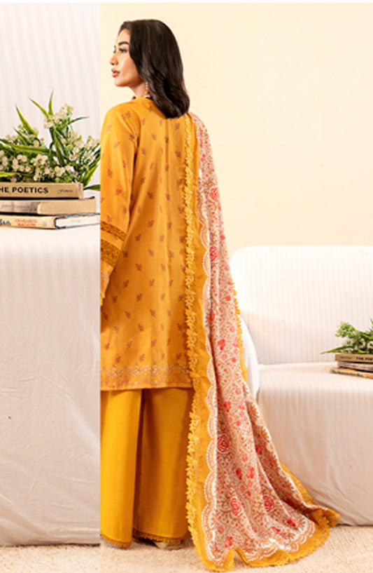 Mausummery Printed Khaddar Unstitched 3 Piece Suit - Amber - MU25NT - Mustard - Winter Collection