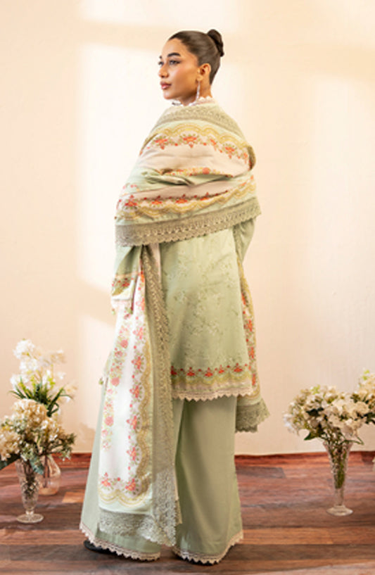 Mausummery Printed Khaddar Unstitched 3 Piece Suit - Peridot - MU25NT - Pista Green - Winter Collection