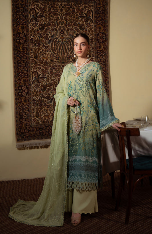 Maya by Nureh Luxury Embroidered Swiss Lawn Unstitched 3 Piece Suit - NS-161 - NL26MYS - Green - Summer Collection