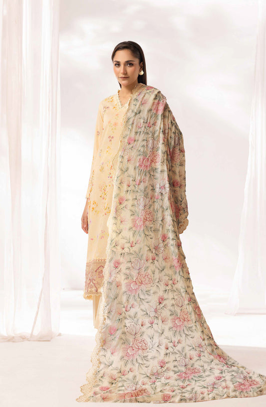 Mayanaz by Al Karim Printed & Embroidered Lawn Unstitched 3 Piece Suit - MN-10 - AK26MYN - Fawn - Summer Collection