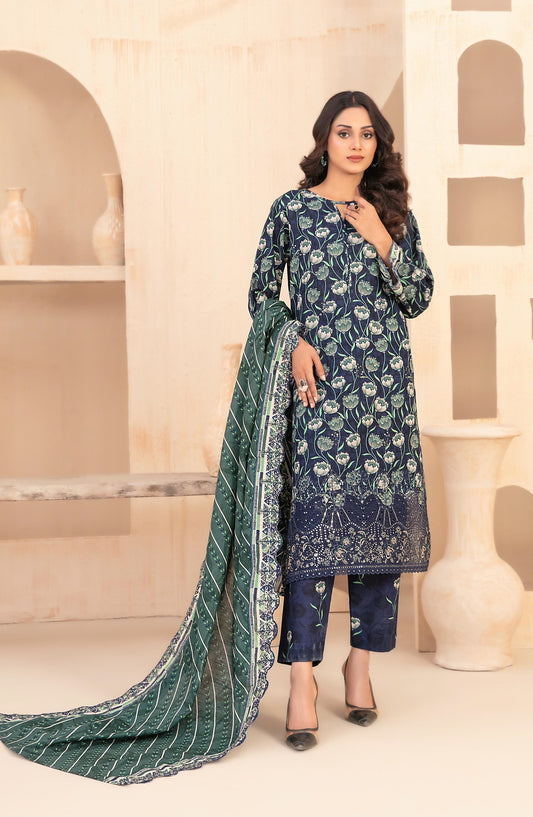 Mayesha by Tawakkal Fabrics Embroidered Khaddar Unstitched 3 Piece Suit - D-5097 - TF25MESH - Blue - Winter Collection