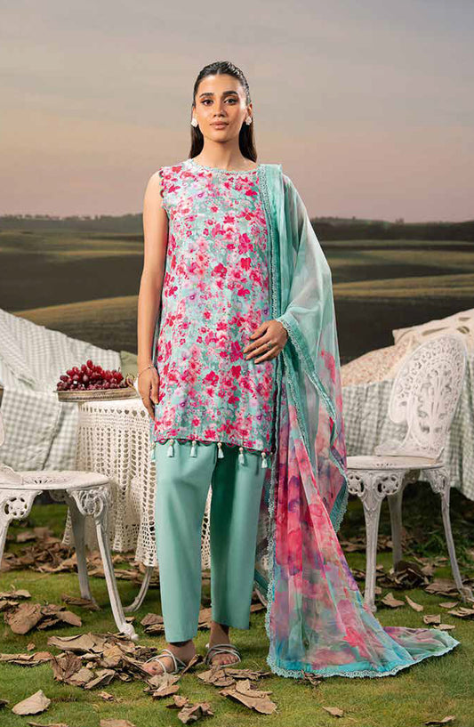 Mbasic Fall Comes Home Embroidered Arabic Lawn Unstitched 3 Piece Suit - 10-A - MB25FALL - Blue - Pre-Fall Collection