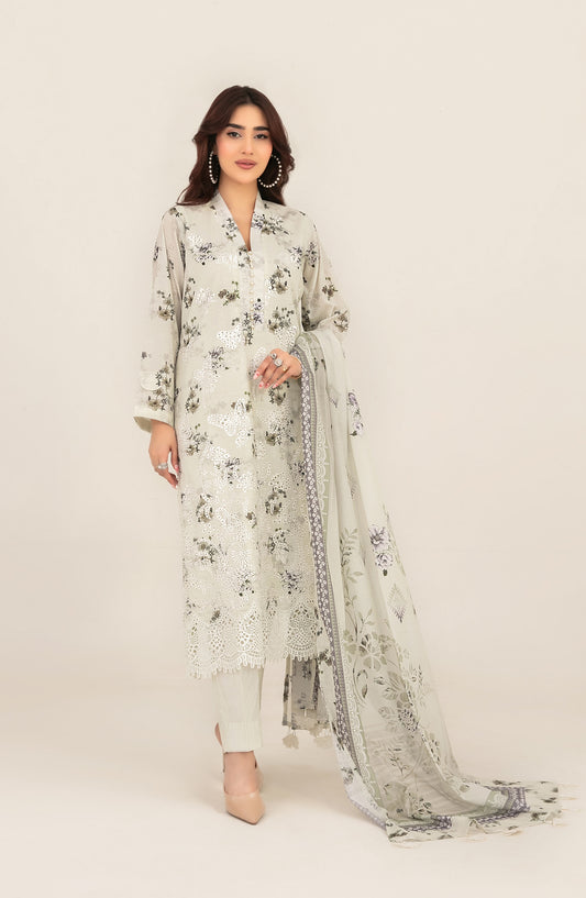 Meem by Tawakkal Fabrics Embroidered Lawn Unstitched 3 Piece Suit - D-3859 - TF26MEM - White - Summer Collection