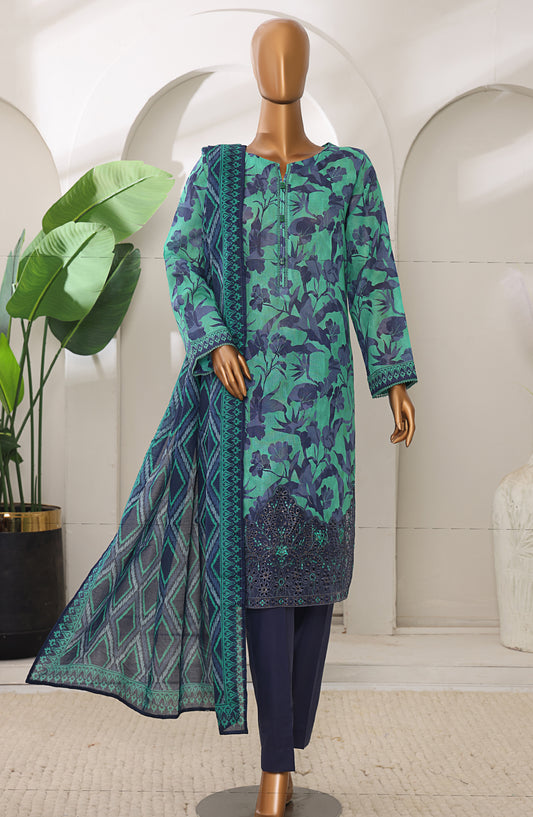 Meenakari by HZ Textiles Embroidered Shamray Cotton Unstitched 3 Piece Suit - MSC-903 - HZ26MEEN - Green - Mid Summer Collection