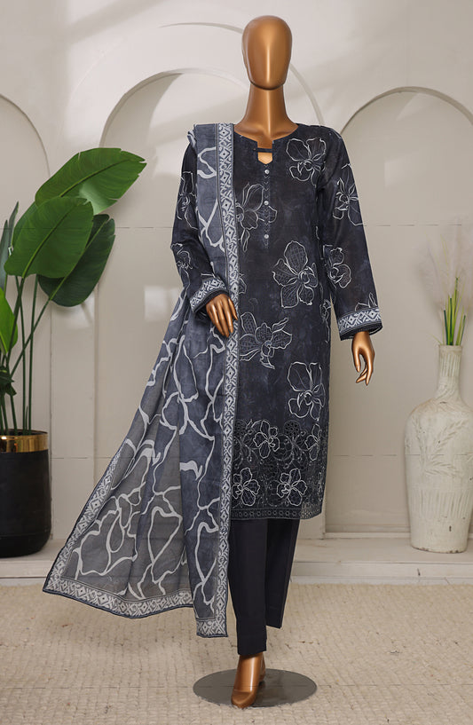 Meenakari by HZ Textiles Embroidered Shamray Cotton Unstitched 3 Piece Suit - MSC-901 - HZ26MEEN - Black - Mid Summer Collection
