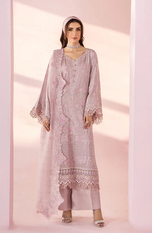 Meeral by Saad Shaikh Embroidered Unstitched 3 Piece Suit - Isla - SSH26TR - Purple - Eid Collection