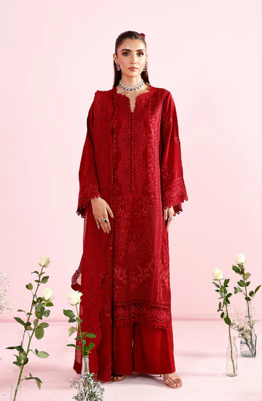 Meeral by Saad Shaikh Embroidered Unstitched 3 Piece Suit - Freya - SSH26TR - Maroon - Eid Collection