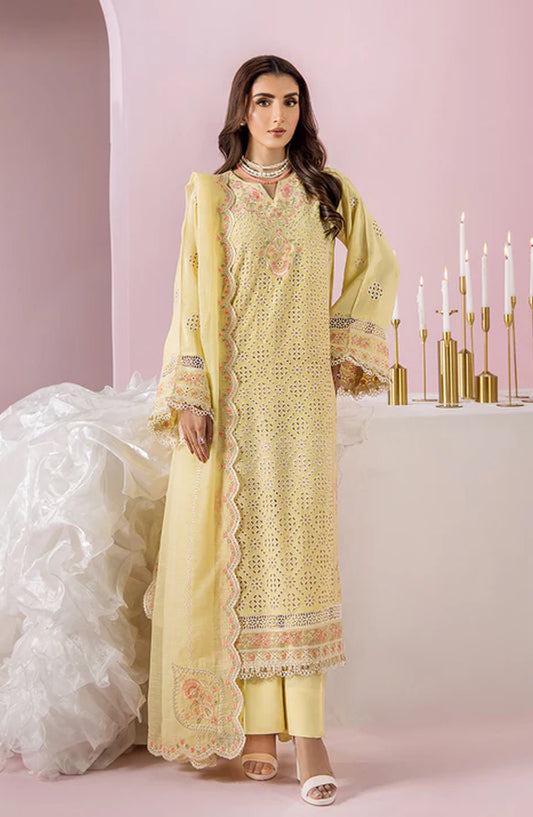 Meeral by Saad Shaikh Embroidered Unstitched 3 Piece Suit - Amelia - SSH26TR - Yellow - Eid Collection