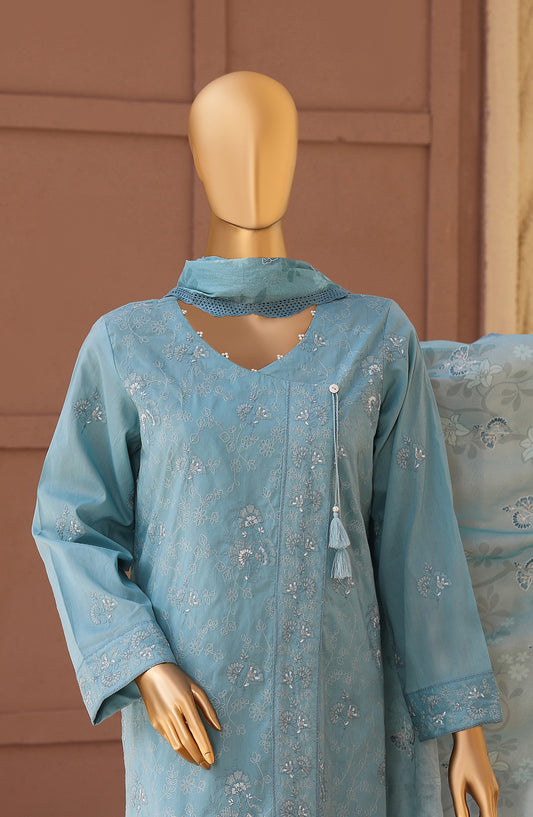 Meeras by HZ Textile Embroidered Lawn Unstitched 3 Piece Suit - D-02 - HZ26MERS - Blue - Summer Collection
