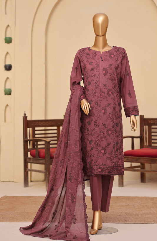 Meeras by HZ Textile Embroidered Lawn Unstitched 3 Piece Suit - D-01 - HZ26MERS - Pink - Summer Collection