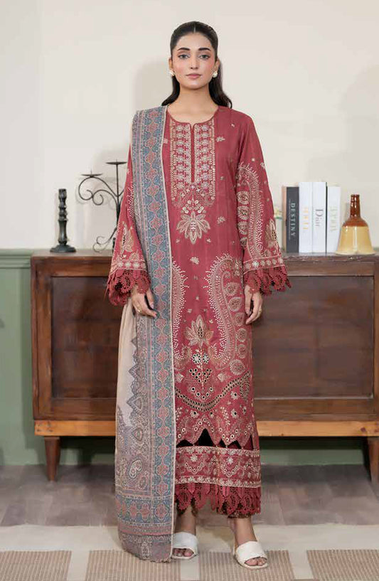 Meeras by Johra Embroidered Winter Fabric Unstitched 3 Piece Suit - JW-689 - JH25MEER - Pink - Winter Collection