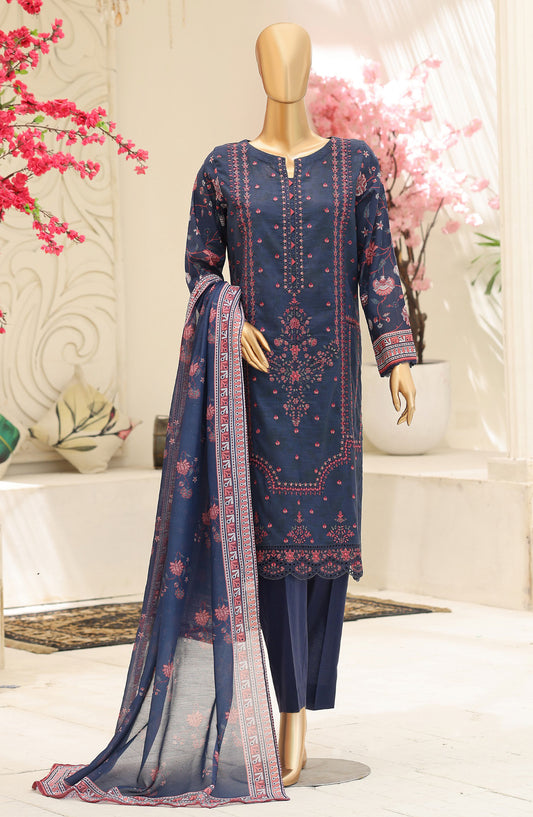 Mehak by HZ Embroidered Lawn Unstitched 3 Piece Suit - D-06 - HZ26MKI - Blue - Summer Collection