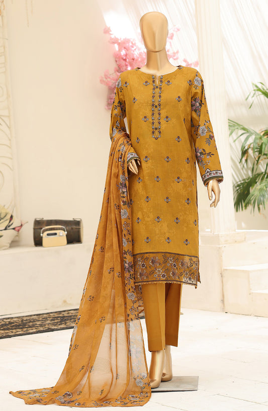 Mehak by HZ Embroidered Lawn Unstitched 3 Piece Suit - D-05 - HZ26MKI - Mustard - Summer Collection